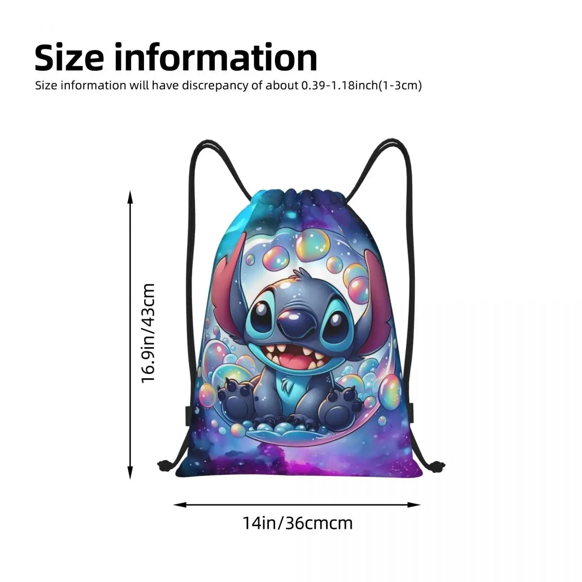 مخصص الكرتون ليلو وستيتش الرباط على ظهره النساء الرجال الرياضة الصالة الرياضية Sackpack طوي Kawaii أنيمي حقيبة تدريب كيس