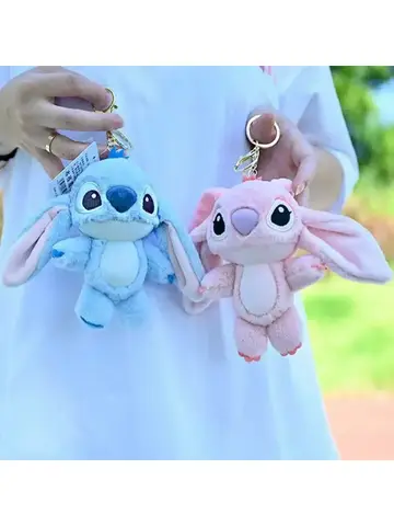 Cartoon Stitch Plush Keychain Soft Toy Cute Stuffed Animal Pendant Gift for Girls  Angel Doll Bag Charm Kids Birthday Present