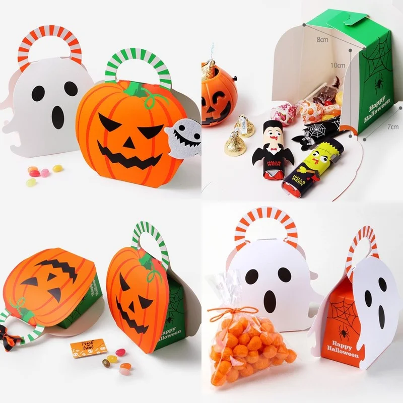 

20-50 PCS Halloween Pumpkin Portable Paper Box Cartoon Ghost Candy Small Gift Bag Creative Trick or Treat Cookie Cute Wholesale