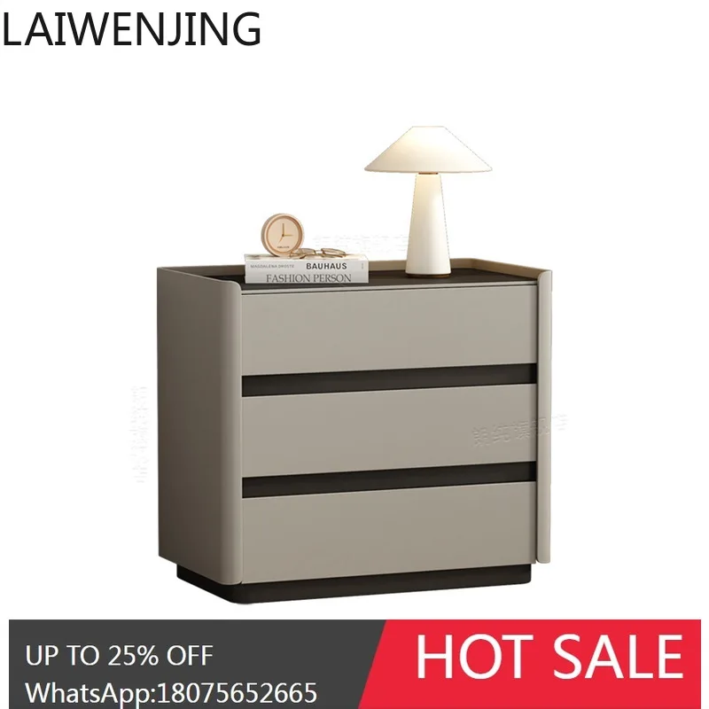 HLZ Simple Modern Solid Wood Nightstand Elevated and Enlarged Three-Layer Chest of Drawers New Model for  Use
