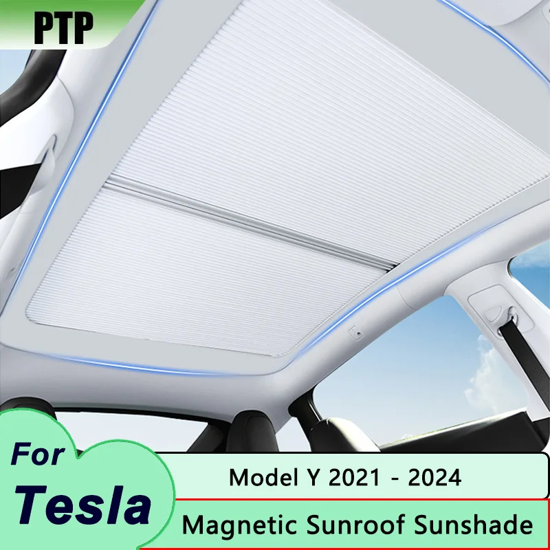 

Sunshades for Tesla Model Y 2024 Car Magnetic Sunroof Sunshade Retractable Cool Sun Visor Modification Interior Accessories 2023