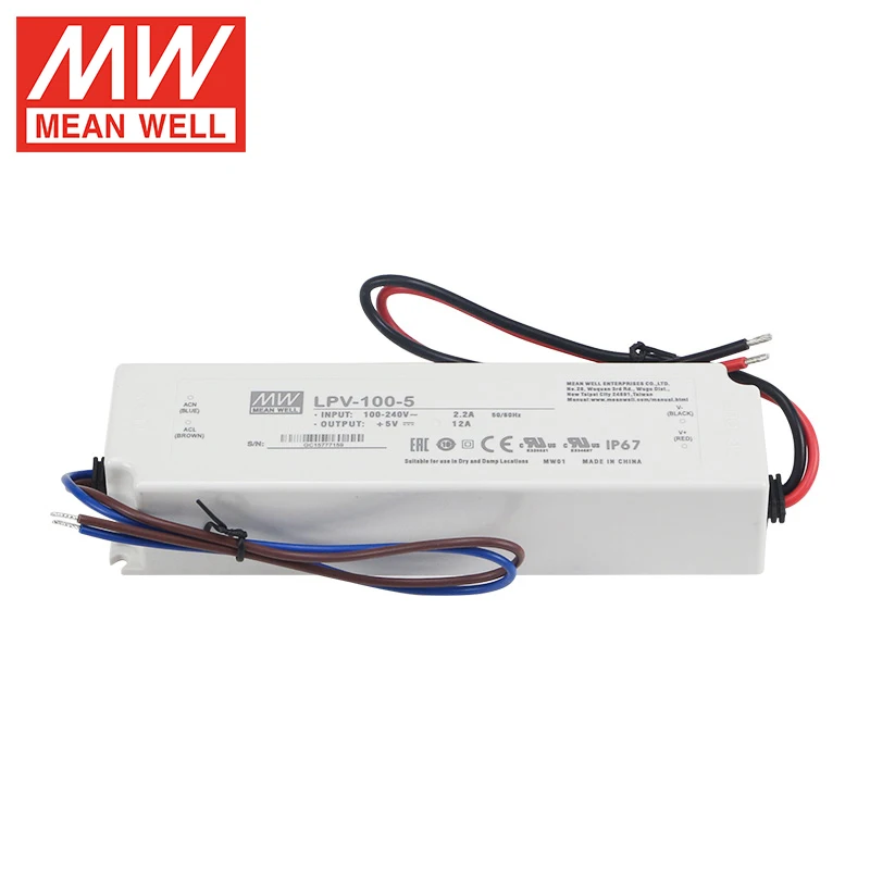 MEAN WELL LPV 20W 35W 60W 100W 150W Single Output LED Driver Power Supply 5V 12V 15V 24V 36V 48V Constant-Voltage Power Supply