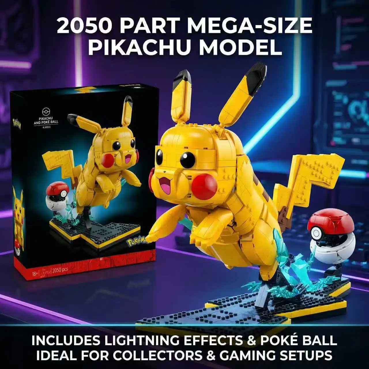 Bandai 75152 Blocs de construction Pikachu 2050 pièces, cadeau pour invités, Halloween, Noël, compatible avec les briques LEGO