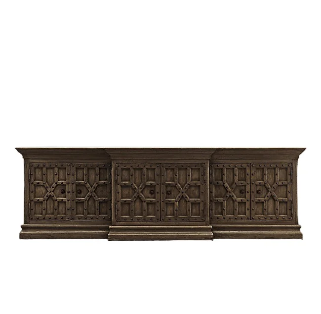 

American country solid wood TV cabinet, French retro villa model room can be customized dining room side cabinet RH furniture
