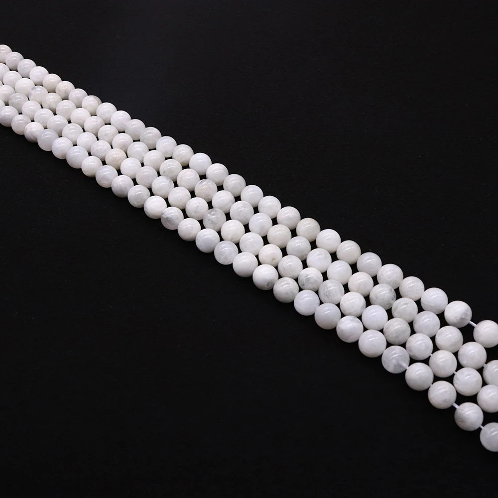 الطبيعية الأبيض Moonstone الخرز الجولة فضفاض الخرز صنع المجوهرات عقد دي اي واي سوار أقراط الخرز للتطريز هدية 4-12 مللي متر