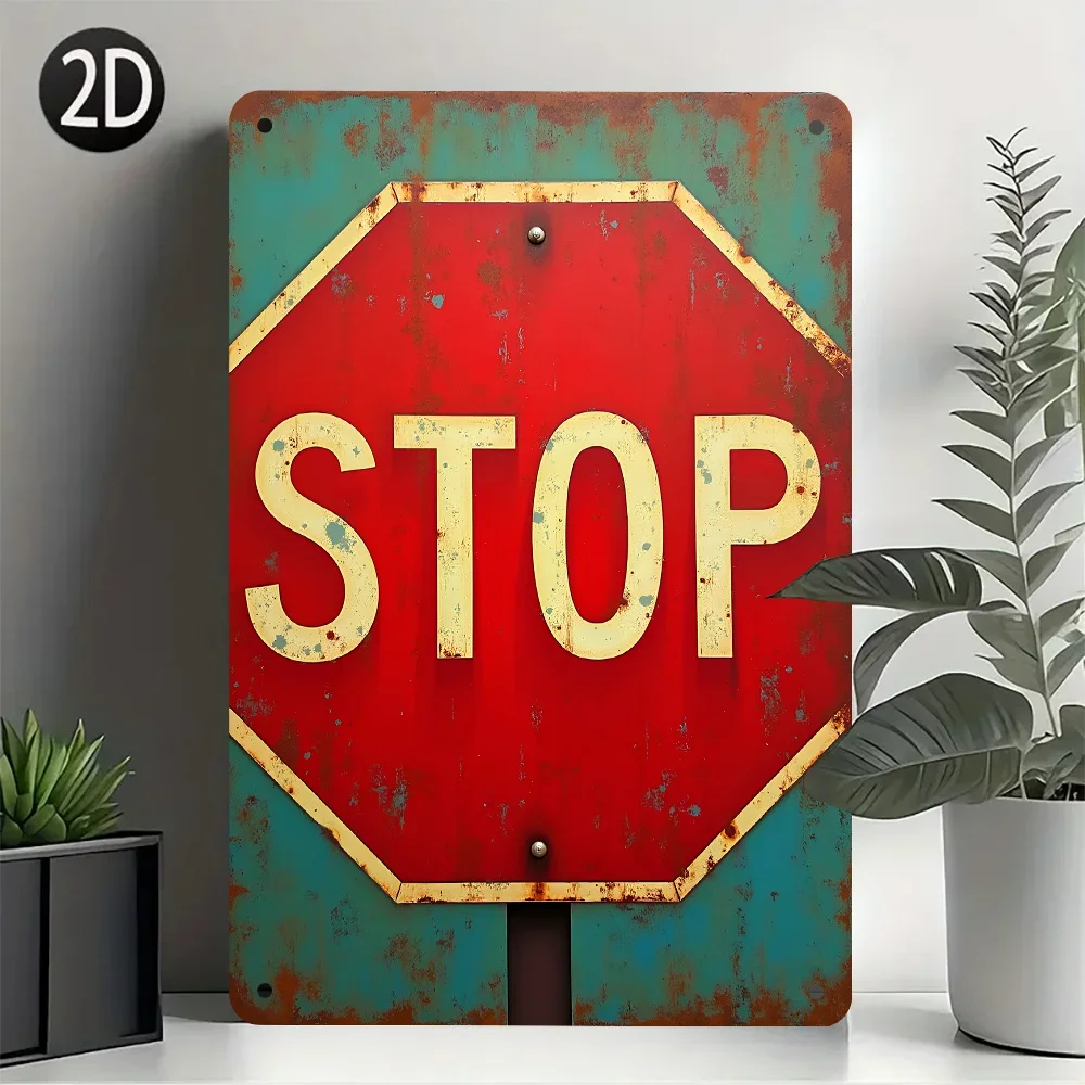 A Metal Sign Related to 'Stop' (A Long Iron Hunting Sign), Vintage Tin Art, Suitable for Decorating Homes, Cafes, Bars, Living R