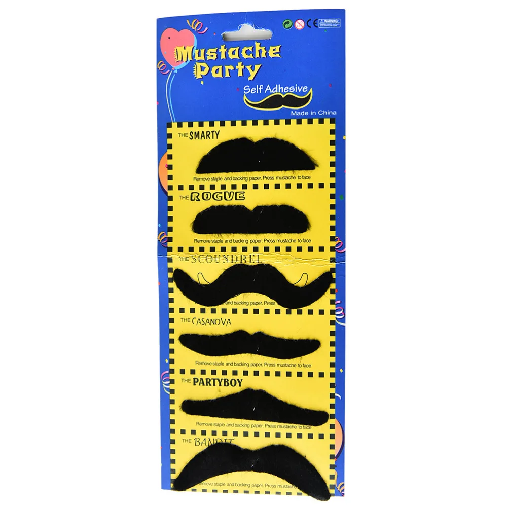 6Pcs Pirate Party Mustache Cosplay Fake Moustache Fake Beard For Kids Adult Decor Halloween Party Creative Funny Costume