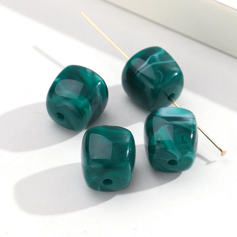 10 stks Marmer Kleur Acryl 16x17mm Vierkante Kubus Vorm Losse Spacer Kralen voor DIY Sieraden Armband Ketting Oorbellen Accessoires