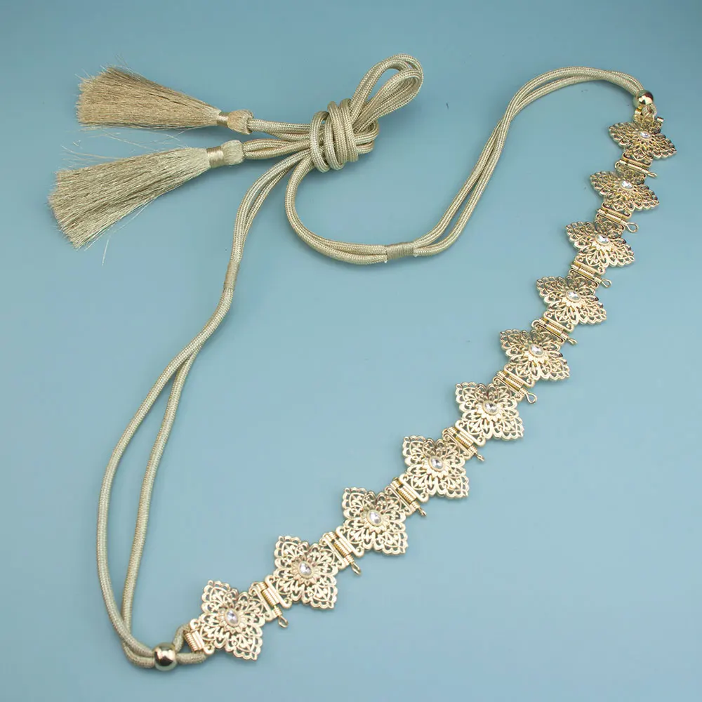 Sunspicems Chic Hand Rope Chain Morocco Belt Caftan Metal Waist Chain For Women Adjustable Length Arabic Bridal Wedding Bijoux