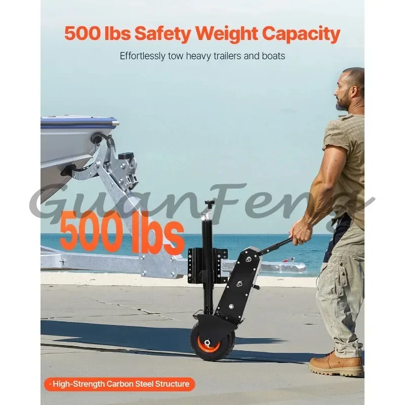 Adjustable Height Boat Trailer Dolly 13-23.2in Manual/Electric Wrench Drive 500lbs Capacity RV Mover for Cargo Moving