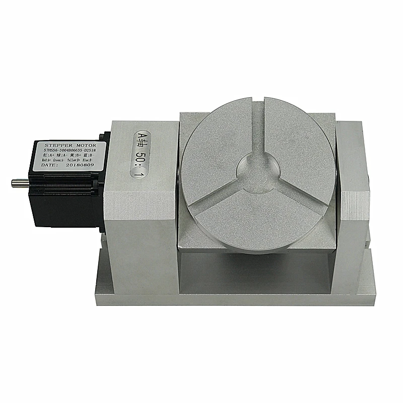 5th Axis CNC Rotary Axis Dividing Head Speed Harmonic Gearbox Reduction Ratio 50:1 Double Supports with 57MM Stepper Motor