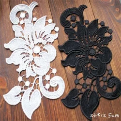 Bianco Nero Solubile In Acqua Del Merletto Del Ricamo Del Panno Del Fiore Adesivi Vestiti di Vestito Da Cerimonia Nuziale Del Merletto Del Merletto di Appliques Cucire Patch Scrapbooking