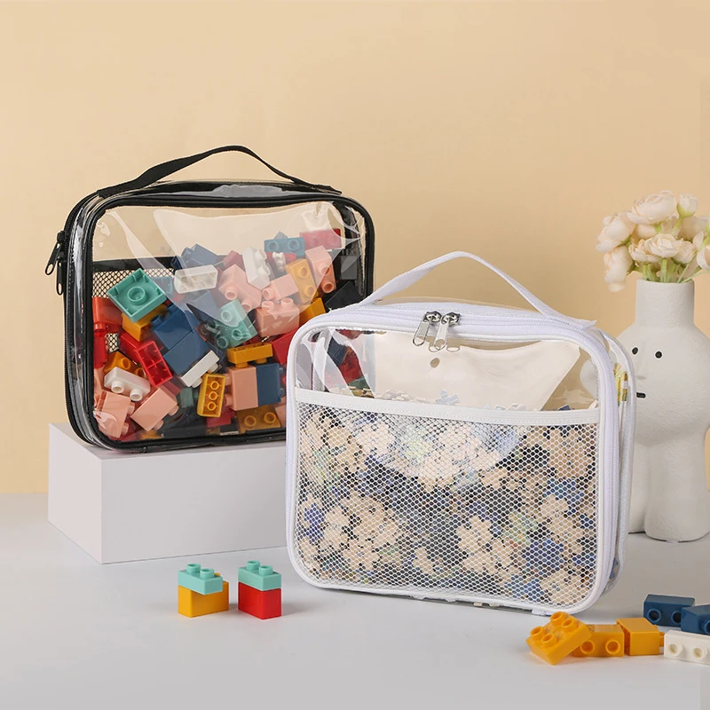

Large Capacity Block Toys Storage Bag Transparent Zipper Puzzle Block Organizer Bags Cosmetic Storage Organizer Bag