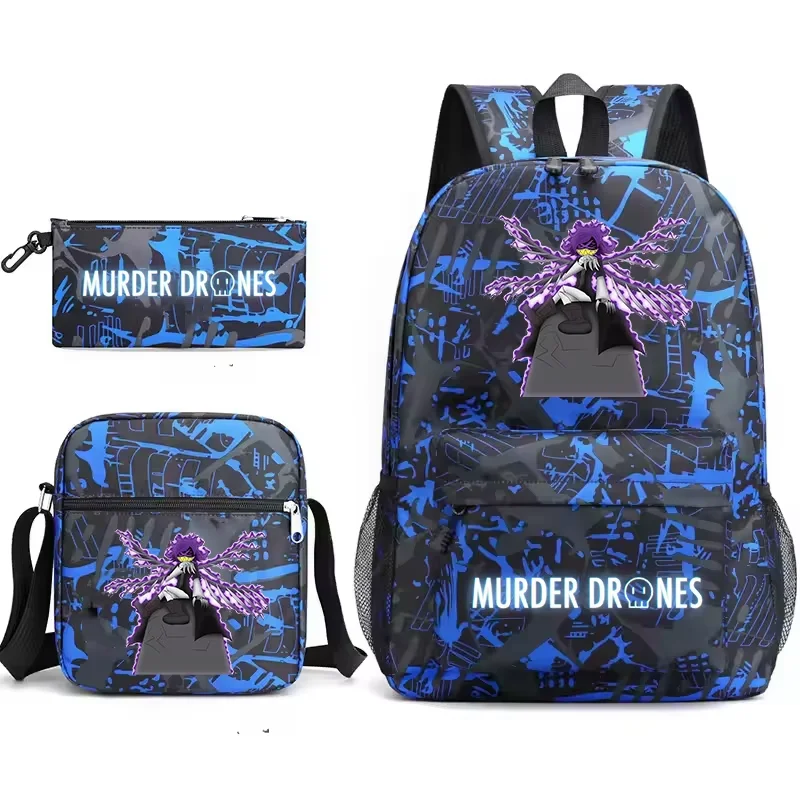 Cartoon Robot Boy Girl Print 3Pcs Backpack Set Waterproof Student School Bag Crossbody Shoulder Bag Pencil Case Teen Daypack