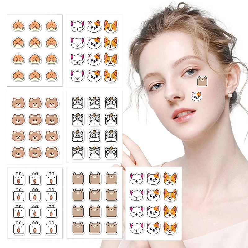 60pcs Cute Cartoon Cow Acnes Care Patch Pimple Spots Treatment Gentle Breathable Soothing Invisible Facial Care Sticker