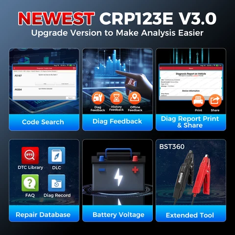 Автосканер LAUNCH CRP123E V3.0, диагностический инструмент для автомобилей, OBD2 сканер, диагностика автомобильных систем, услуги сброса настроек, пожизненные онлайн-обновления.