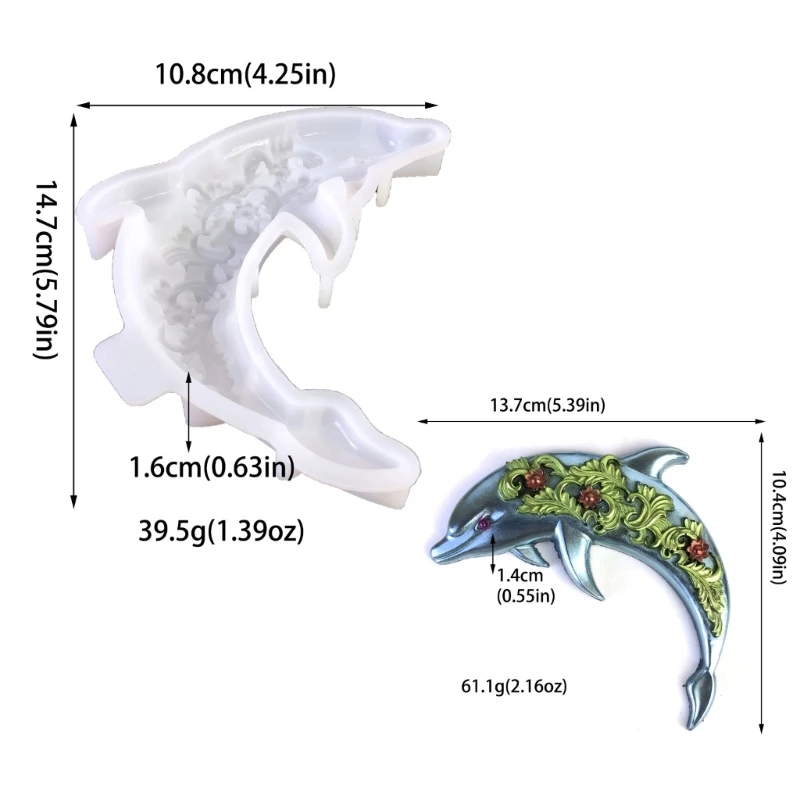 DIY الجدار شنقا قلادة العفن روز دولفين شكل زخرفة قالب من السيليكون الحرفية صنع قالب جدار ديكور لغرفة المعيشة