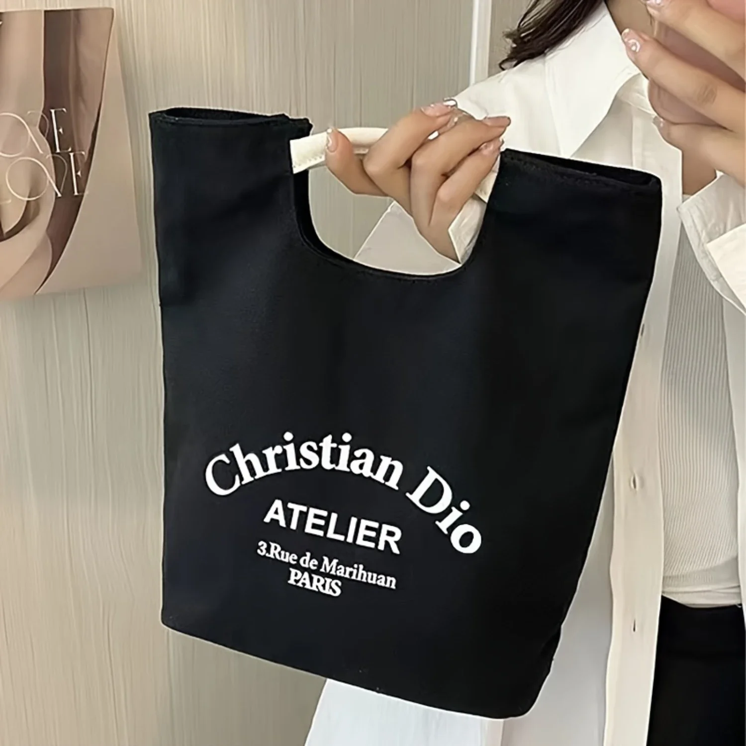 Tote Bag With Handle, Casual Simple Bucket Bag, Ideal For Office, Lunch Box, Student, Fashionable Design