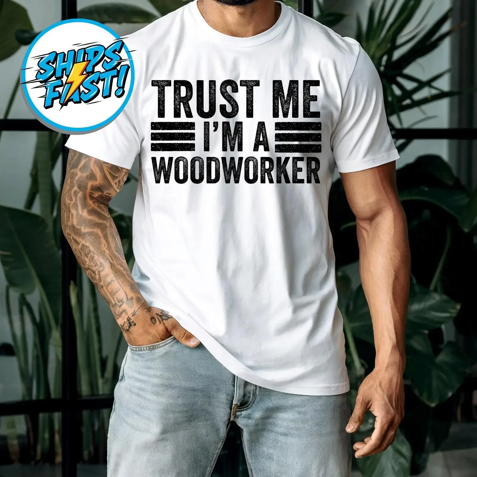 Trust Me Im A Woodworker T Shirt Funny Woodworking Carpenter Workshop Humor Cotton Crew Neck vintage Washed Stylish homme Soft