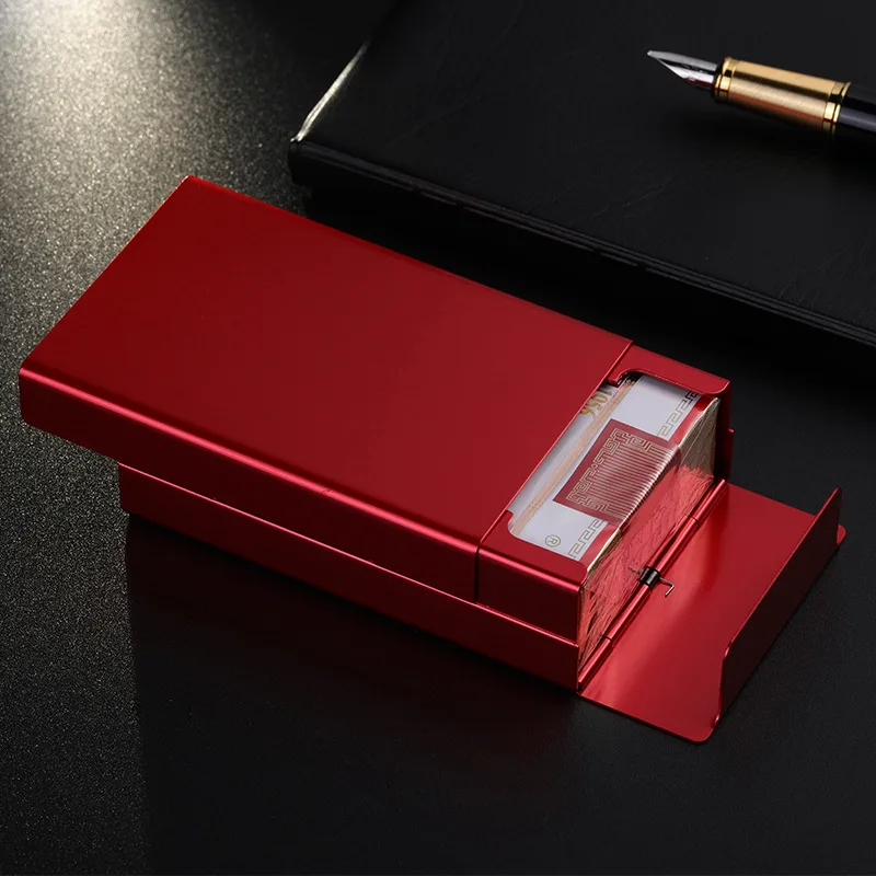 20 Pack Sliding Cover Cigarette Box Push-Pull Automatic Pop-Up Lid Metal Aluminum Alloy