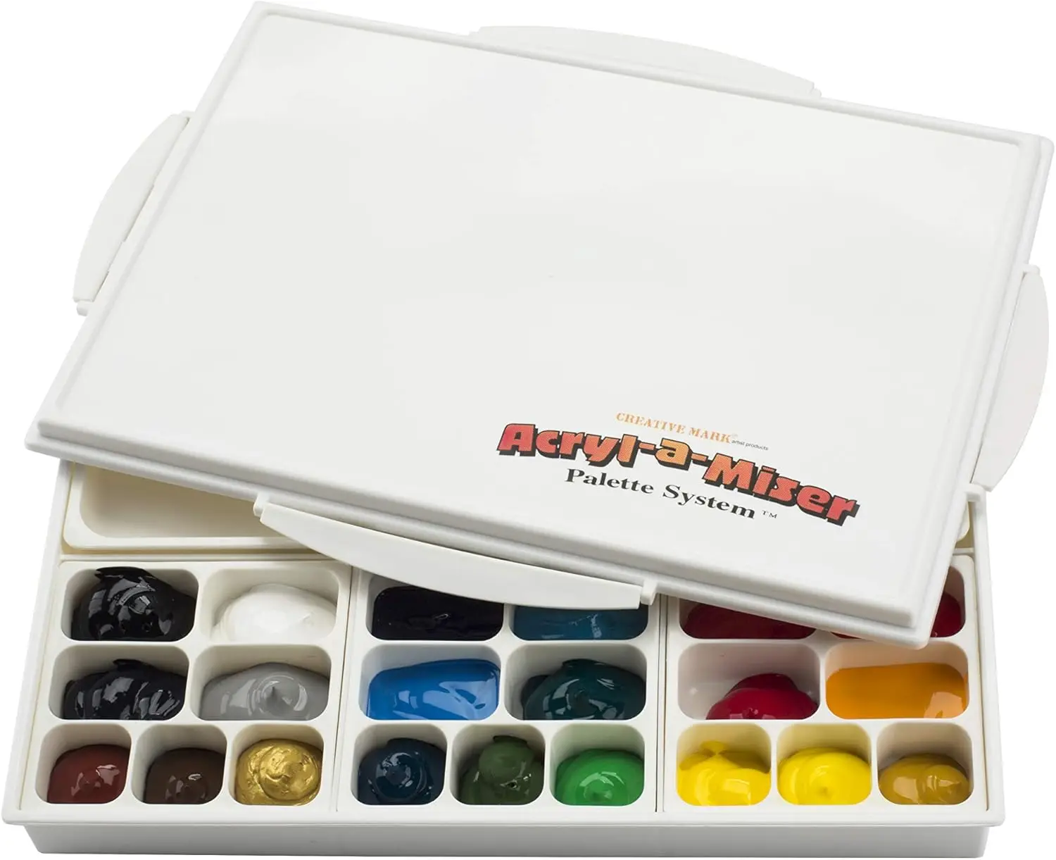 

Acryl-A-Miser Artist Airtight Acrylic Palette for Saving Paint - Leak Proof, Multi Purpose, 21 Comp nts