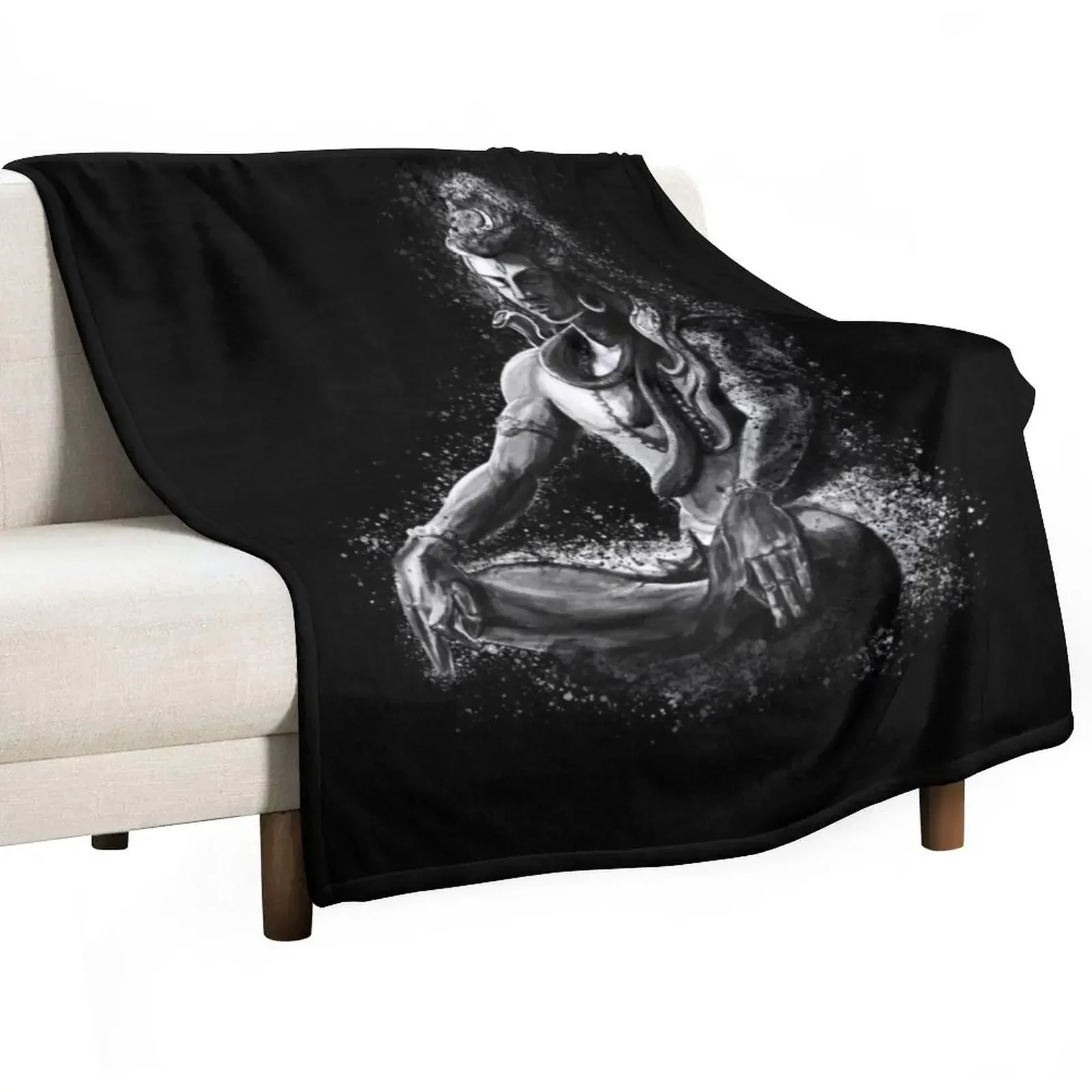 

Majestic lord Shiva in Eternal meditation - Black and white Throw Blanket wednesday Picnic Blankets