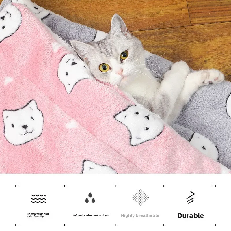 

Soft Thickened Comfortable Warm Cat Mat Flannel Sleeping Cushion Skin-friendly Cute Winter Small Dog Cat Blanket Bed Accessories