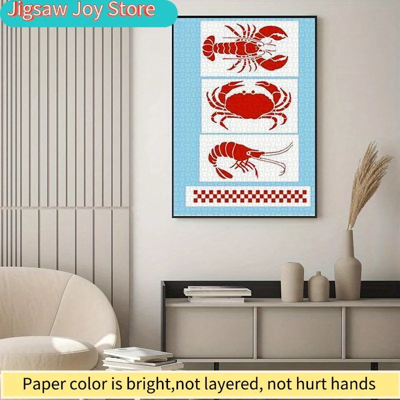 

Пазл-головоломка на тему морепродуктов, 1000 деталей — Лобстер, Краб, Креветка | Высококачественный белый картон | Сложная рукодельная задача для всей семьи