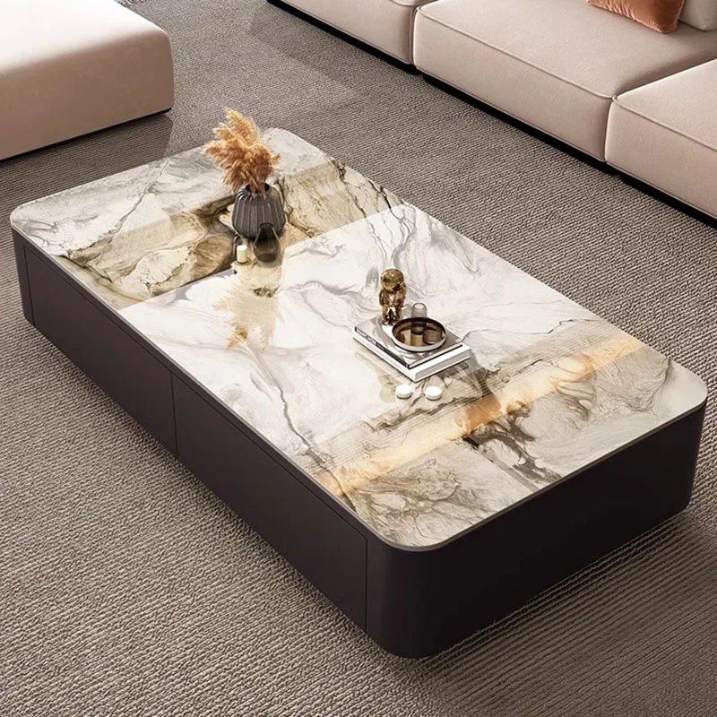 

Apartment Rectangular Coffee Table Luxury Black High Grade Coffee Table Minimalist Floor Mesa De Centro De Sala Home Furniture