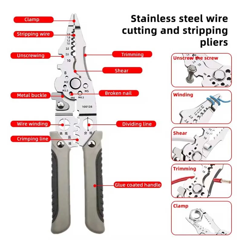 New Multifunctional Wire Crimper Pliers Cable Cutter Adjustable Automatic Electrical Wire Stripper Stripping Terminal Hand Tool