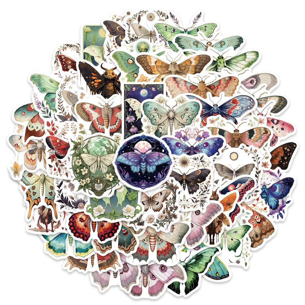 

10/30/50pcs Colorful Moth Animal Stickers Funny Art Graffiti Sticker Decal Window Notebook Wall Stationery Kid Educational Toys