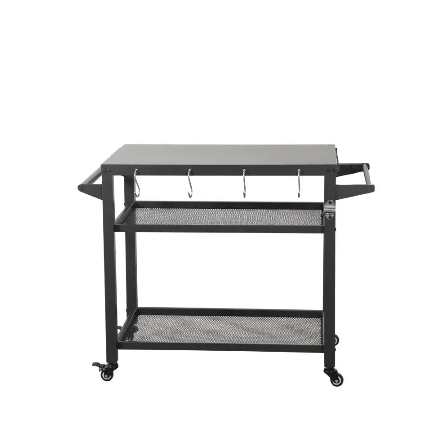 

3Shelf Outdoor Grill Table Grill Cart Outdoor with Wheels Pizza Oven Table and Food Prep Table Table with Propane Tank Hook Gr
