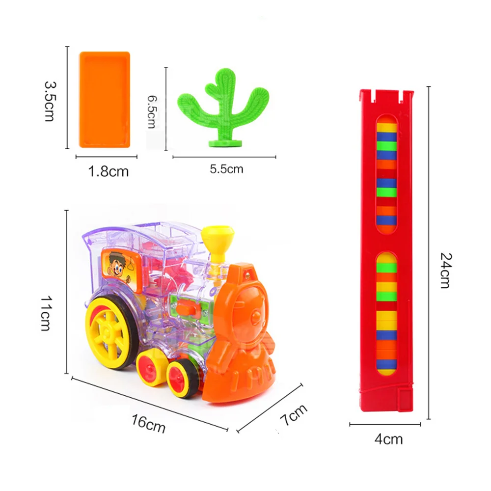 Domino Train Colored Dominoes Blocks Set Automatic Placement Car Kit with Sound Kid Learning Building & Stacking Toy JAN88