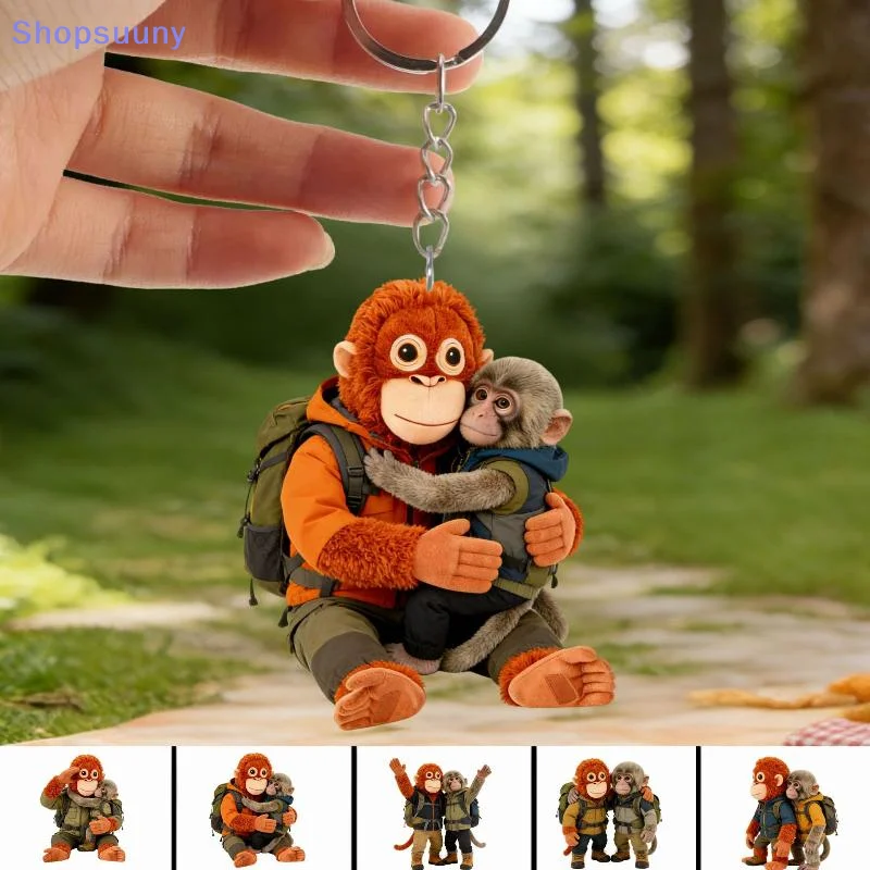 [SU]Cute Protect Punch The Monkey Acrylic Keychains Cartoon Bag Pendant Keyrings Creative Jewelry Fans Friends Gifts[SU]