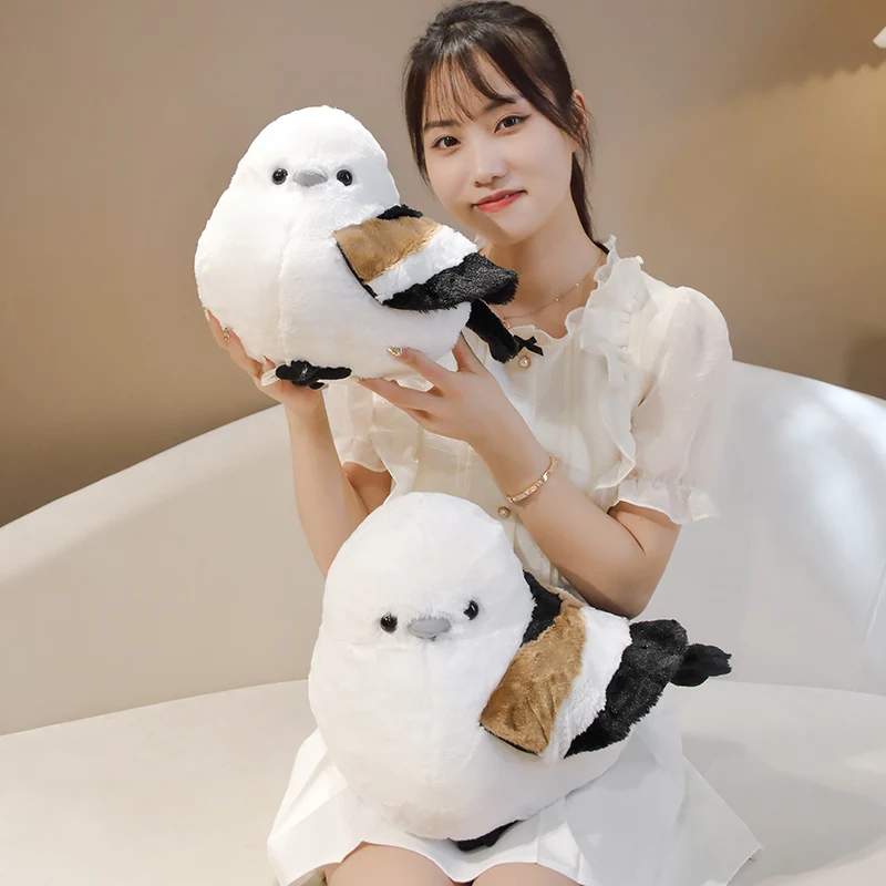 Cartoon Round Fatty Long-Tailed Tit Plush Toy Cute Stuffed Animals Birds Plushies Doll Anime Soft Kids Toys for Girls Boys Gifts