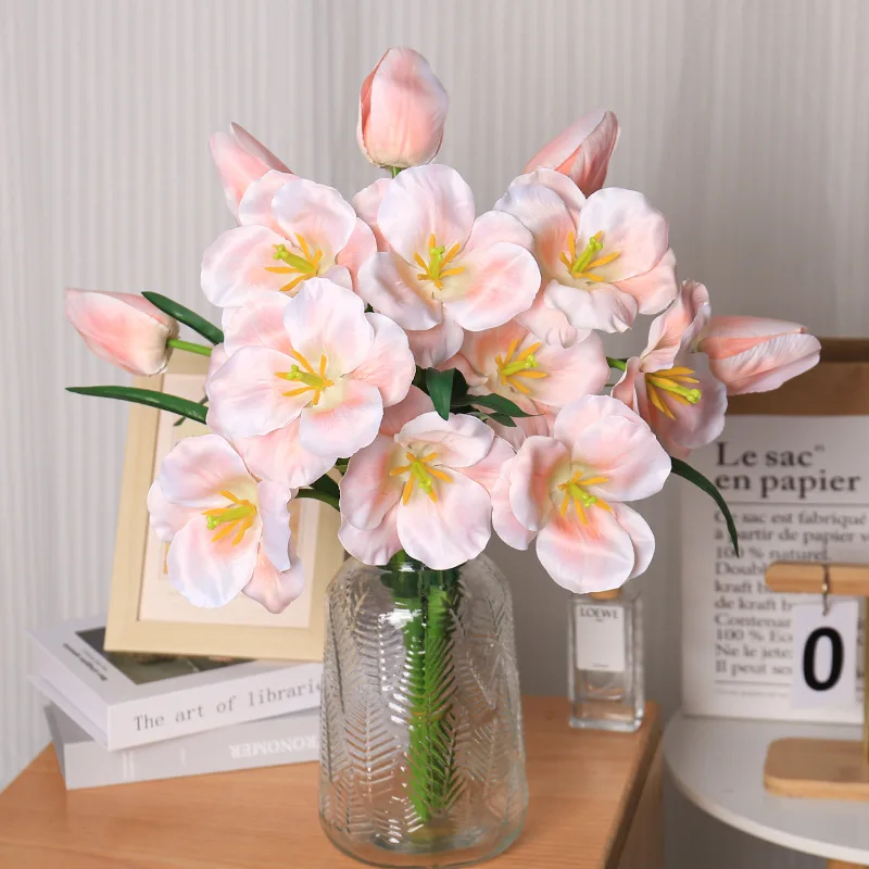 

5pc 45cm Flip Tulip Artificial Flower With Leaf Large Petals Artificial Tulip Wedding Decoration Flower Arrangement Material Hol