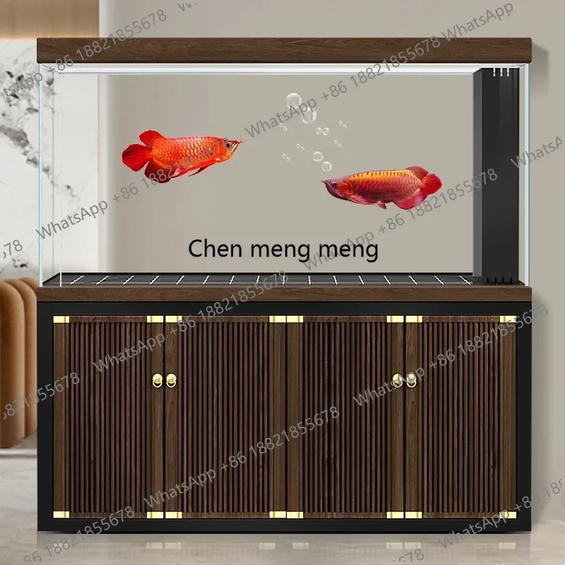 

F150 New Chinese living room large aquarium bottom filter ultra-white glass household partition ecological goldfish tank