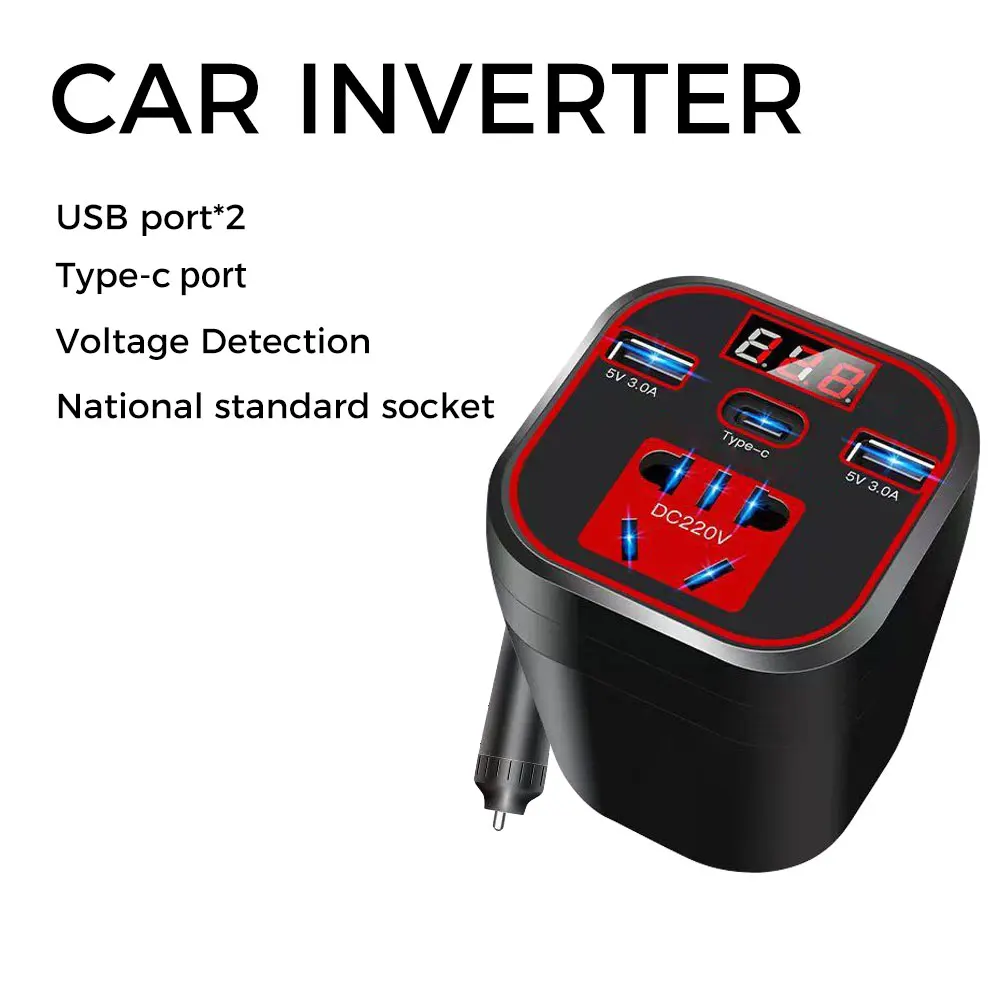 Car Power Inverter 12V 24V To 220V Digital Display Car Inverter Universal Converter Voltage Transformer USB Power Socket Charger