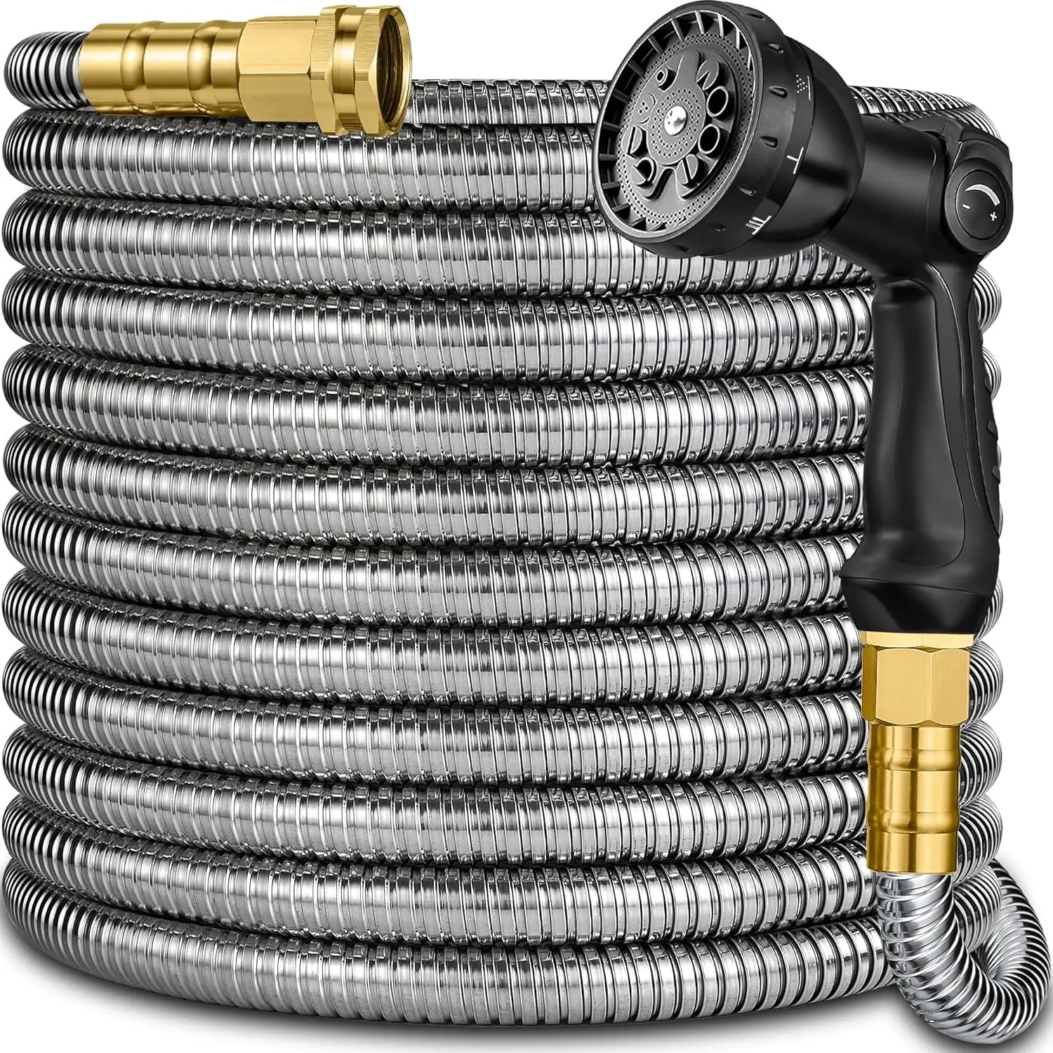 

Stainless Steel Garden Hose Leak-Proof with Layer Latex Core - 2025 Version/New Patented,Lightweight,Durable, Less-Kink
