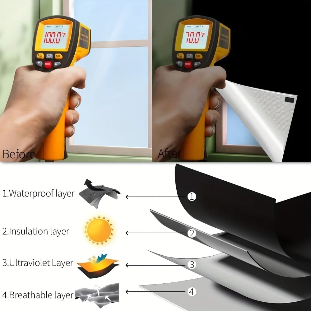 100% Blackout Curtains for Bedroom, Portable DIY Window Blinds, No Drill Window Shades & Blackout Blinds with Stickers & Tabs fo view 5