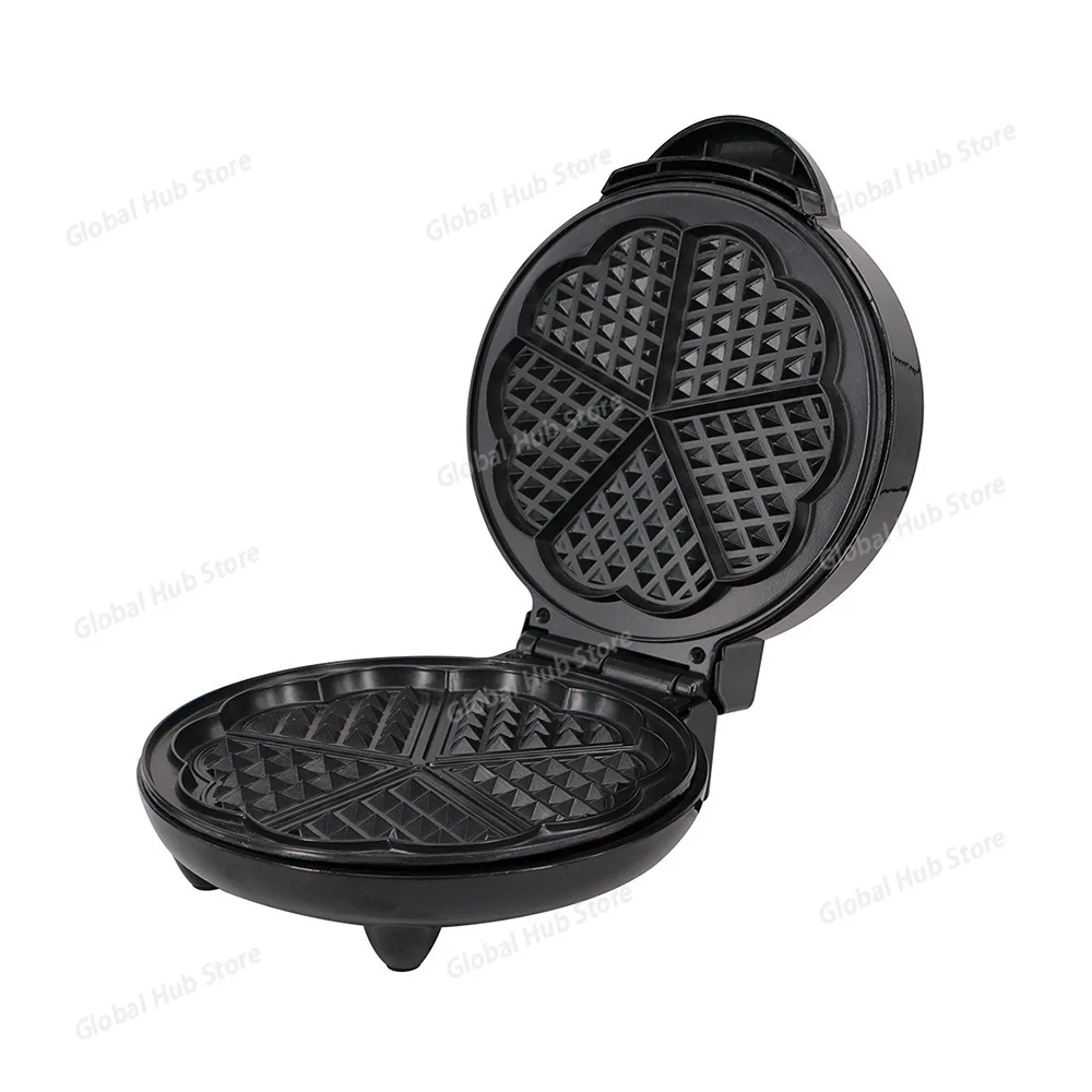Heart Waffle Maker- Make 5 Heart Shaped Waffles for Special Loved Ones Breakfast- Nonstick Baker Easy Cleanup, Electric Waffler