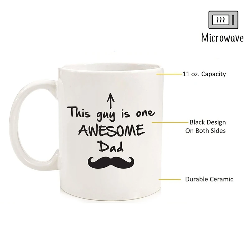 BMBY-Father's Day Gift Temperature-Sensitive Color-Changing Mug Ceramic Coffee Mug Dad Beard Water Mug