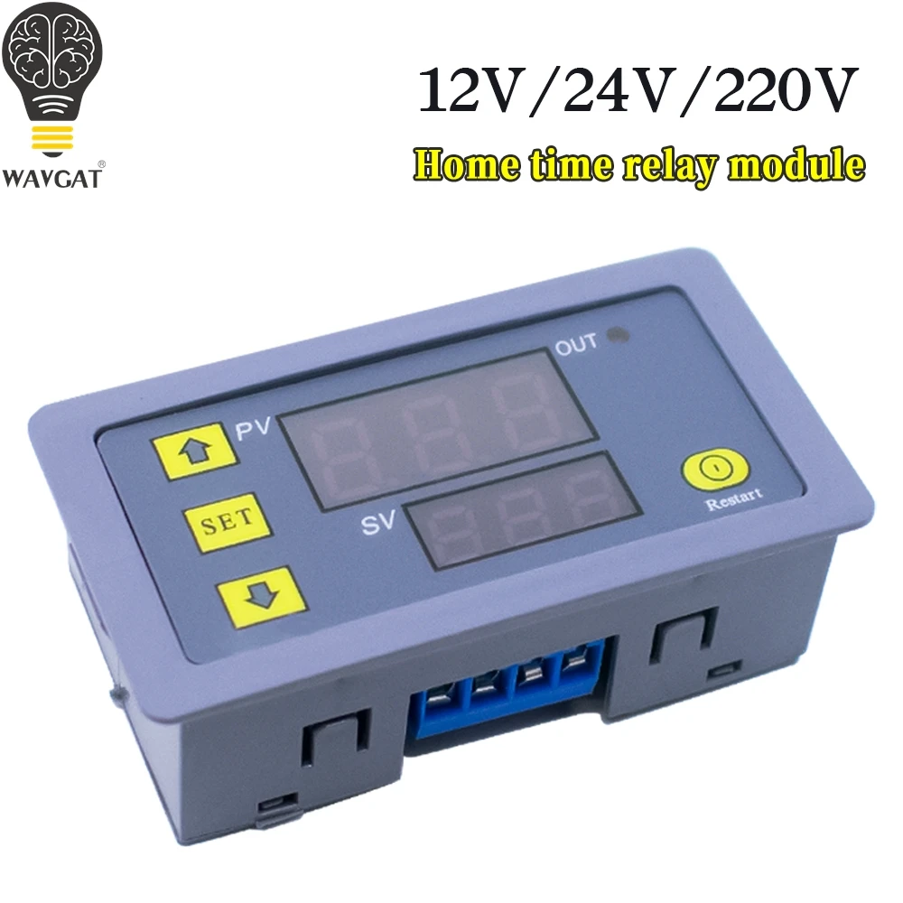 12V, 24V, 110V-220V Delay Timer Infinite Loop Power-On Switch Delay Double-Digit Display Time Relay Module WAVGAT