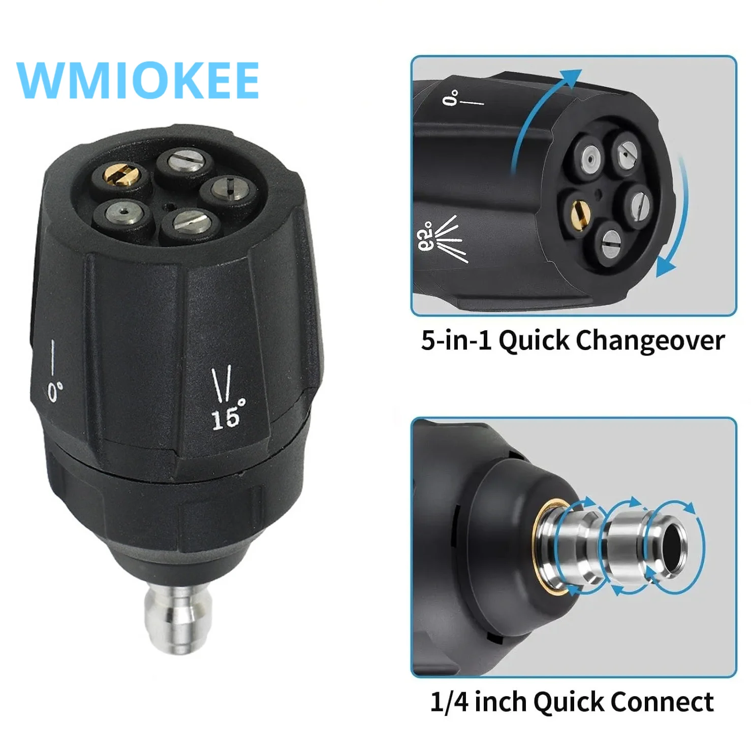 

1/4 Inch Quick Connector with 5-Stage Multi-Jet Nozzle – Premium Brass, Adjustable Spray for Car Washing, Gardening & More