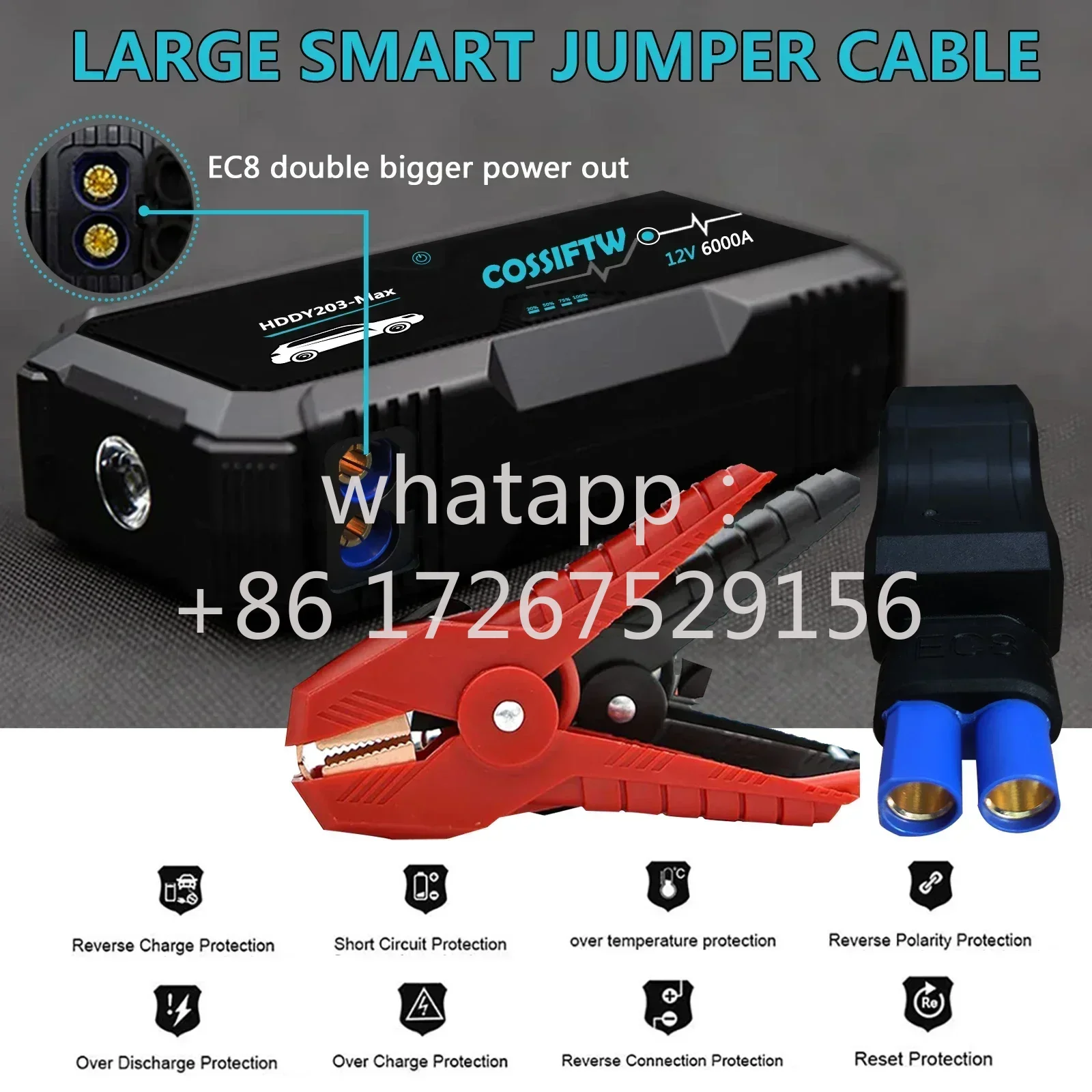 12V Car Jump Starter Power Bank Portable Battery Booster Charger 6000A Starting Device Auto Emergency Start-up Car Charger