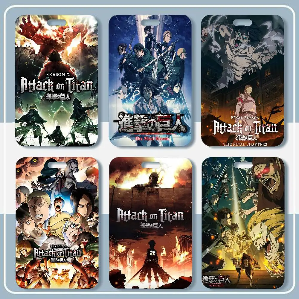 A-Attack On Titans Card Holder Neck Strap Pendant Door Badge Holder Lanyards Keychain Work Credential Case Gift