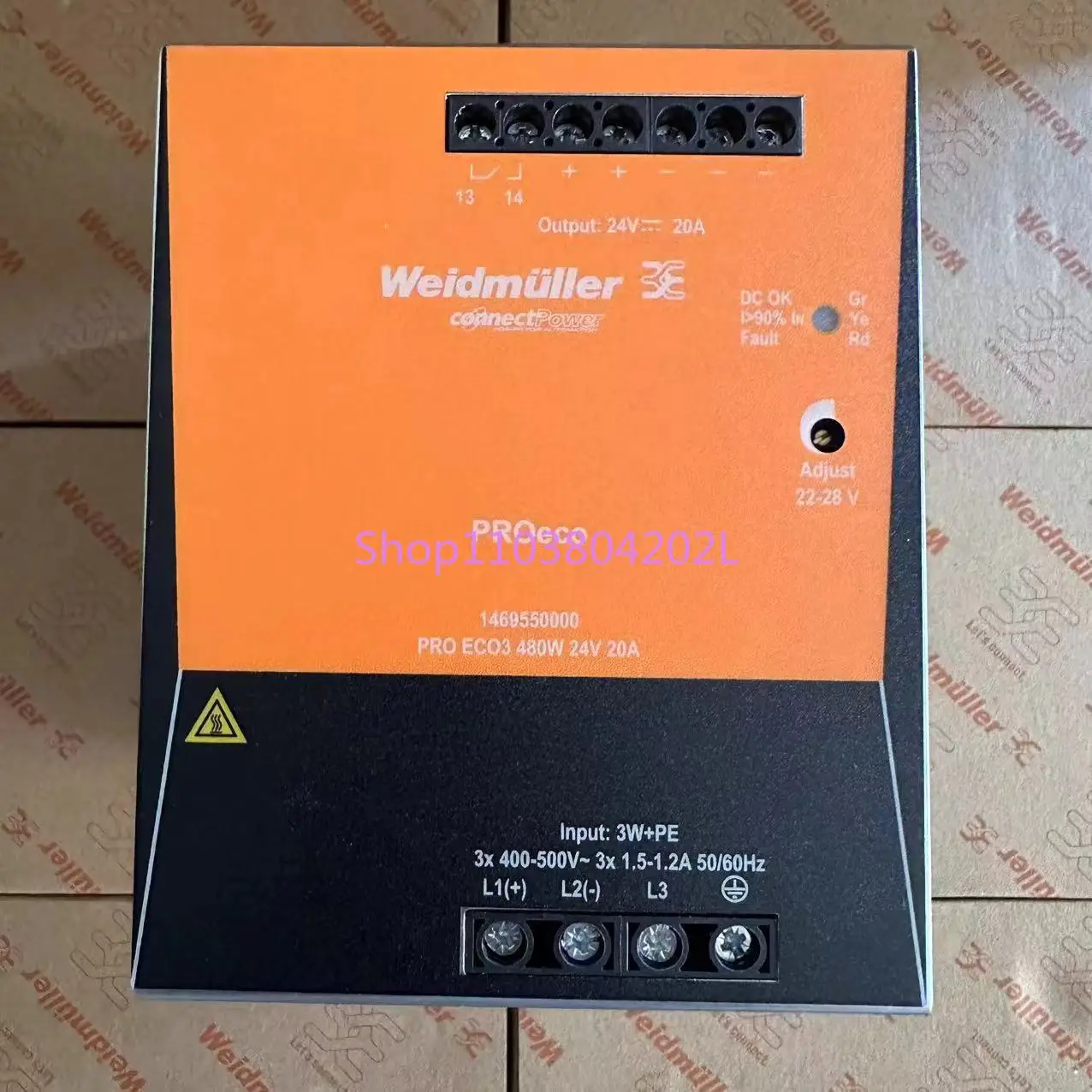 Weidmüller PRO ECO3 480W 24V 20A Switching Power Supply Module 1469550000 Rail Mount