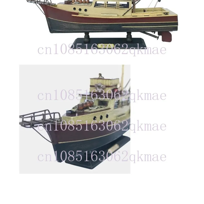 

Wooden Jaws - 37cm Orca Model Shark Fishing Boat Movie Relative Items Custom Famous Boats Antique Decoration Seaside Home Decor