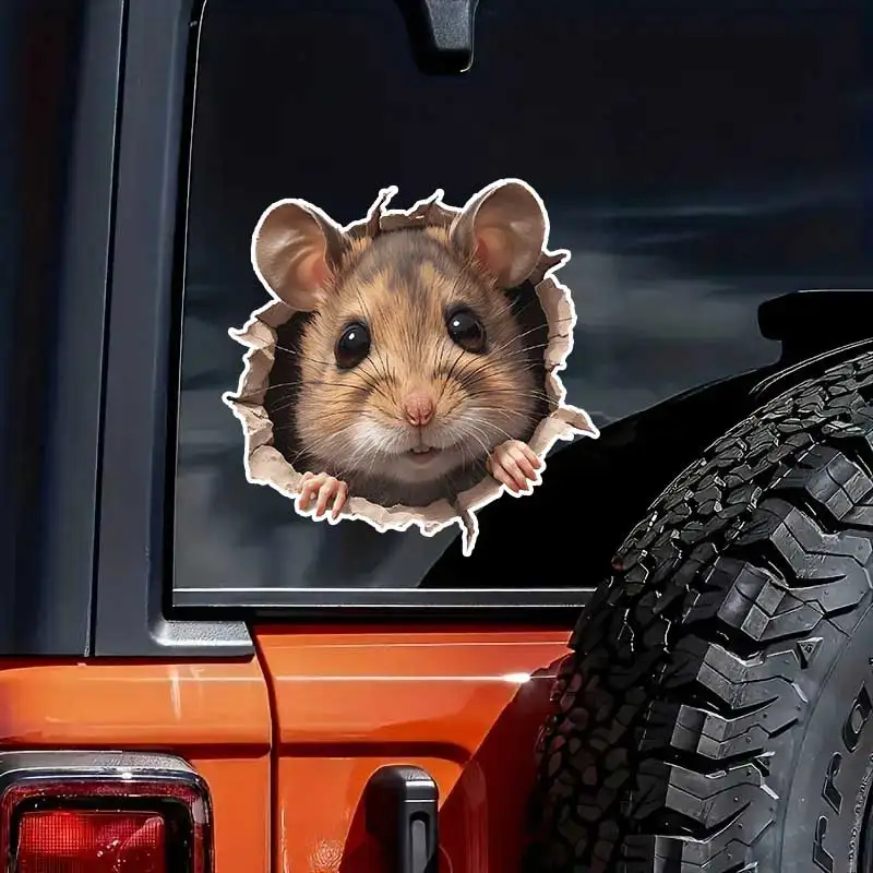 Cute Mouse Through the Wall Car Sticker Waterproof Vinyl Decal on Bumper Rear Window Laptop Self-adhesive  Car Accessories Y893