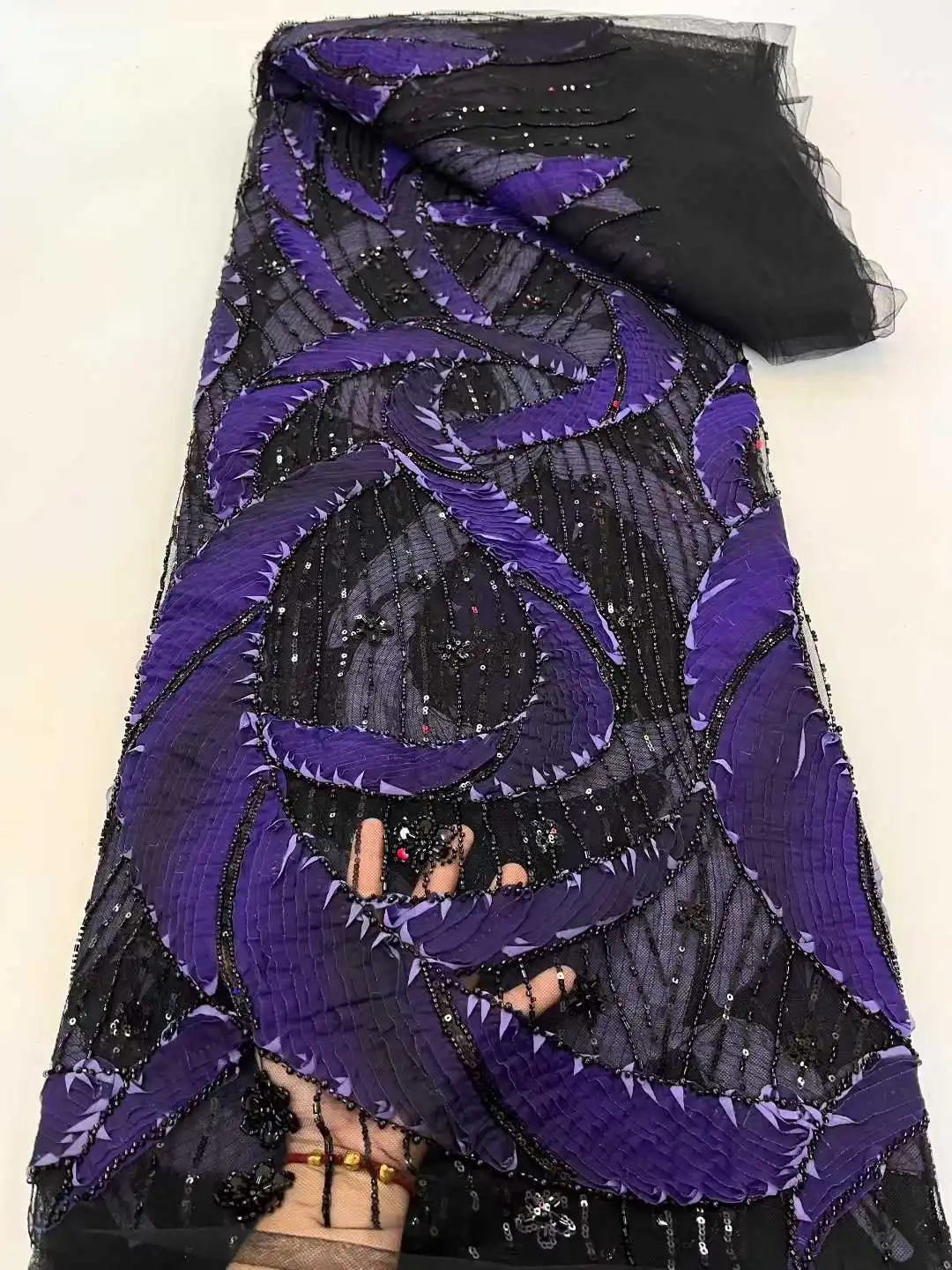 Nigerian Luxury Sequins Net Lace Fabric 2025 High Quality African Beads Lace Fabric French For Women Wedding Party Dress Sewing